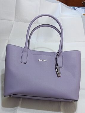 Calvin Klein Iris Lavender Saffiano Leather Tote Handbag